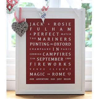 personalised valentines 'memories' print by mimi & mae