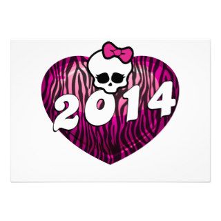 Senior 2014 Zebra Heart Skull Personalized Announcement
