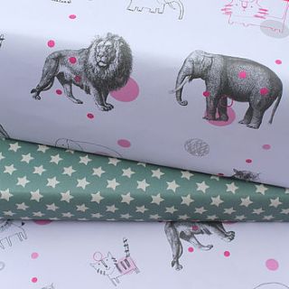 mixed circus and star wrapping paper pack by the chalk lion