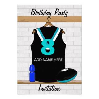 Aussie Rules Jersey Birthday party invitations