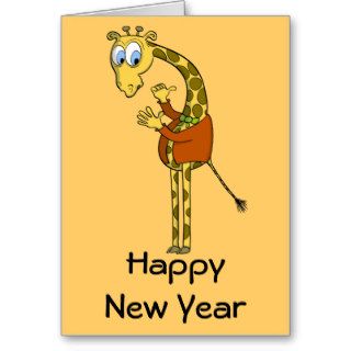 Happy New Year  card "funny giraffe" cartoon