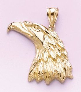 Gold Animal Charm Pendant Eagle Head Profile 2 D Jewelry