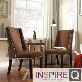 INSPIRE Q Geneva Chocolate Chenille Wingback Hostess Chairs (Set of 2) INSPIRE Q Dining Chairs