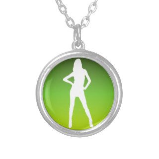 Toxic green girl silhouette necklace