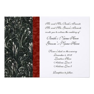 Elegant Black, Red, White Wedding Invitation