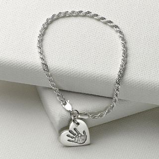 rope bracelet with personalised charm by touch on silver