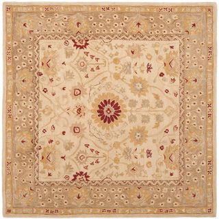 Handmade Timeless Ivory/ Sand Hand spun Wool Rug (8' Square) Safavieh Round/Oval/Square