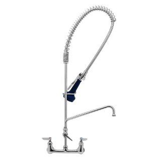 T&S B 0133 A12 08C Easy Install Wall Mount Pre Rinse Faucet with 12" Add On Nozzle, 8" Adjustabl   Kitchen Sink Faucets  