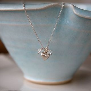 silver heart and rock crystal necklace by samphire jewellery