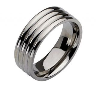 Steel by Design Stainless Steel Grooved 8mm Polished Ring —