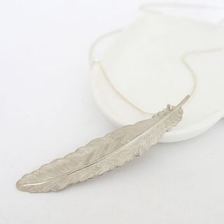 silver feather necklace by maria allen boutique