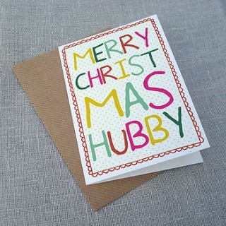merry christmas hubby/wifey card and envelope by sarah catherine designs