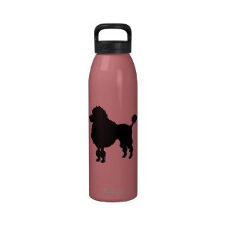 Black poodle silhouette water bottle