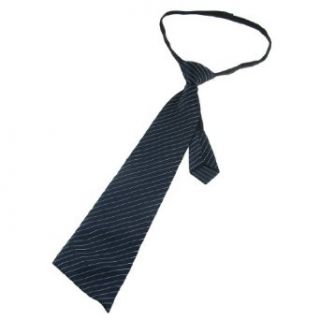 Polyester Zip Up Pre Tied Stripe Pattern Necktie Dark Blue for Children Clothing
