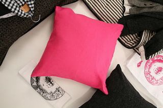 irish linen pink feather cushion by rose & lyons
