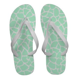 Pastel Mint Green Animal Print Giraffe Pattern Flip Flops