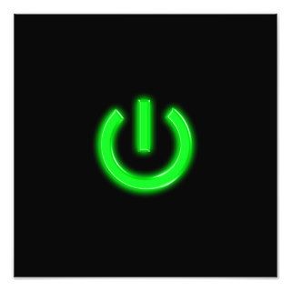 Neon Green Flourescent Power Button Art Photo