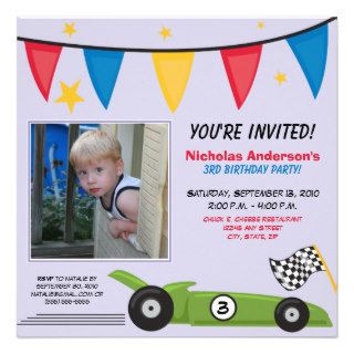 Race Car Custom Birthday Party Invitation (lilac)