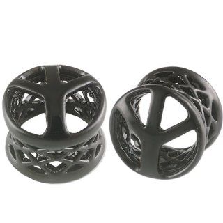 5/8" inch (16mm)   Black Alloy Double Flared Flare Ear Large Gauge Plugs Flesh Tunnels Earlets ACEQ   Ear stretched Stretching Expanders Stretchers   Pierced Body Piercing Jewelry BKT 005   Sold as a Pair Jewelry