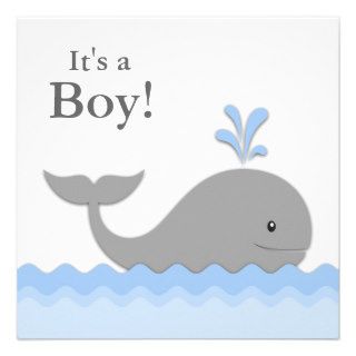 Blue Gray Whale Baby Shower Invite