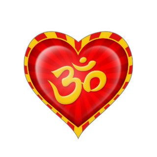 Yoga Love Heart Om Yellow & Red Rays Heart Sticker