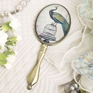 peacock design hand mirror by dibor