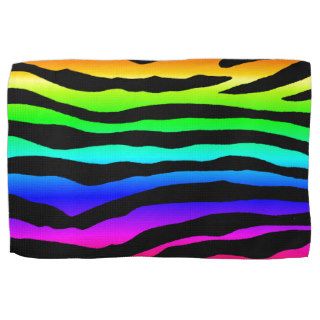 Bright Rainbow Zebra Stripes Kitchen Towel