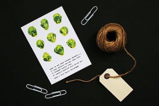 retro brussels sprout christmas card by lime lace