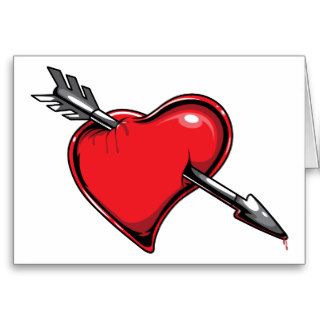 Red Heart Cupid's Arrow Love Hearts Card