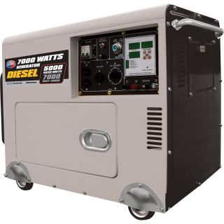 All Power America Diesel Generator with Electric Start — 7000 Surge Watts, 5000 Rated Watts, Model# APG3203  Portable Generators