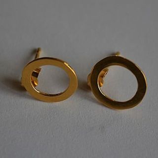 gold plated flat cosmic earrings by fran regan jewellery