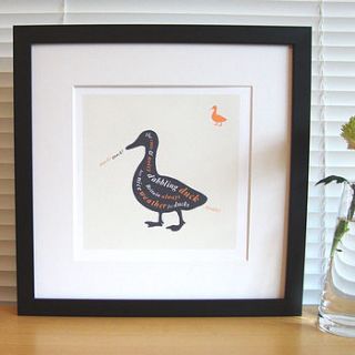 typographic duck art print by designed