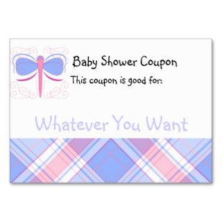 Pretty Blue And Magenta Dragonf Baby Shower Coupon Business Cards