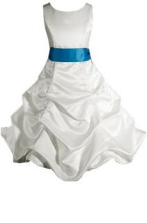AMJ Dresses Inc Girls Ivory/turquoise Flower Girl Wedding Dress Sizes 2 to 16 Clothing