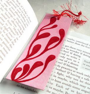 retro watercolour handmade bookmark in red by creativesque