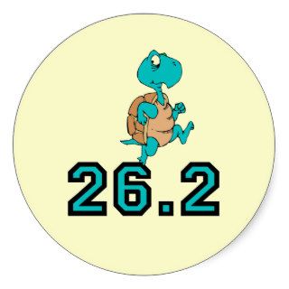 Funny turtle marathon round sticker