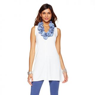 MarlaWynne Jersey Knit A Line Tank with Button Detail