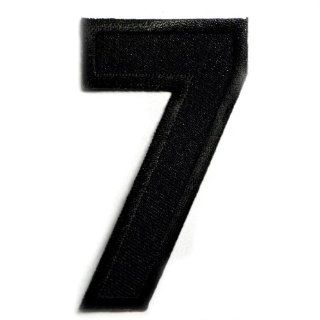 Character Number 7 Seven Black Appliques Hat Cap Polo Backpack Clothing Jacket Shirt DIY Embroidered Iron On / Sew On Patch #1