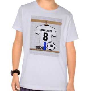 Personalised White  Black Football Soccer Jersey T Shirt