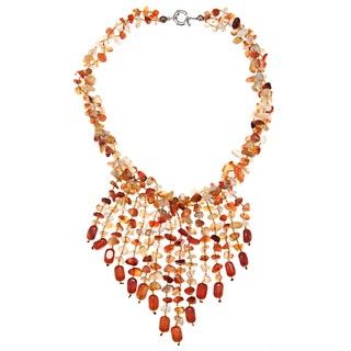 Valenza Goldtone 650ct TGW Multi colored Agate and Carnelian Necklace Gemstone Necklaces