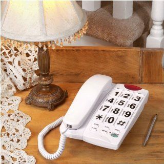 Big Button Corded Speakerphone with 13 Number Memory (White)  Corded Telephones  Electronics