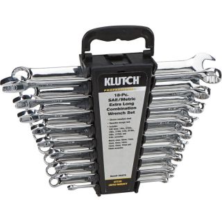 Klutch SAE/Metric Extra Long Combination Wrench Set — 18-Pc.  Combination Wrench Sets