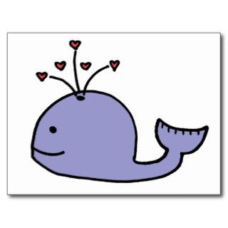 Whimsical Cartoon Whale Post Cards