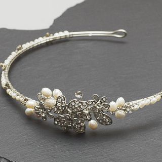 clara freshwater pearl tiara by queens & bowl