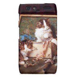 Kittens playing with a sewing box painting motorola droid RAZR cases