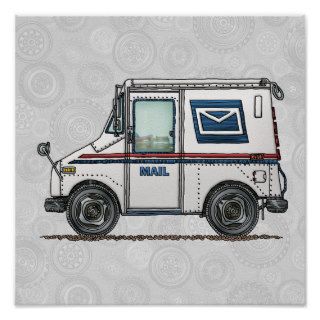 Cute Mail Truck Print