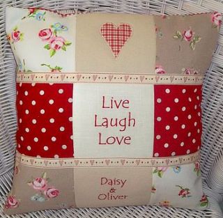 'live, laugh, love' cushion by tuppenny house designs