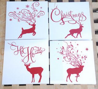 pack of eight reindeer christmas cards by mooks design