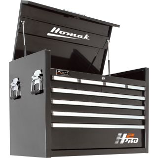 Homak H2PRO 36in. 8-Drawer Top Tool Chest — Black, 35 1/4in.W x 21 3/4in.D x 24 1/2in.H, Model# BK02036081  Tool Chests