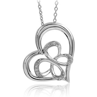 Sterling Silver Diamond Accent Butterfly Heart Necklace Diamond Necklaces